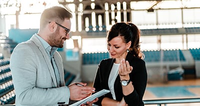 Two colleagues smiling